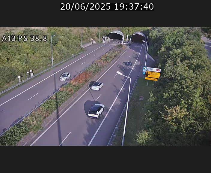 <h2>Webcam autoroute A13 à l'entrée ouest du tunnel Markusbierg à Schengen. Vue orientée vers Mondorf-les-Bains</h2>