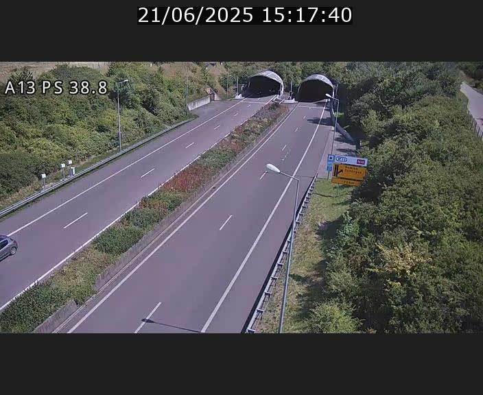 <h2>Webcam autoroute A13 à l'entrée ouest du tunnel Markusbierg à Schengen. Vue orientée vers Mondorf-les-Bains</h2>