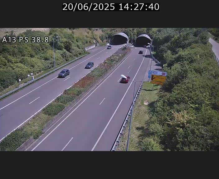 <h2>Webcam autoroute A13 à l'entrée ouest du tunnel Markusbierg à Schengen. Vue orientée vers Mondorf-les-Bains</h2>