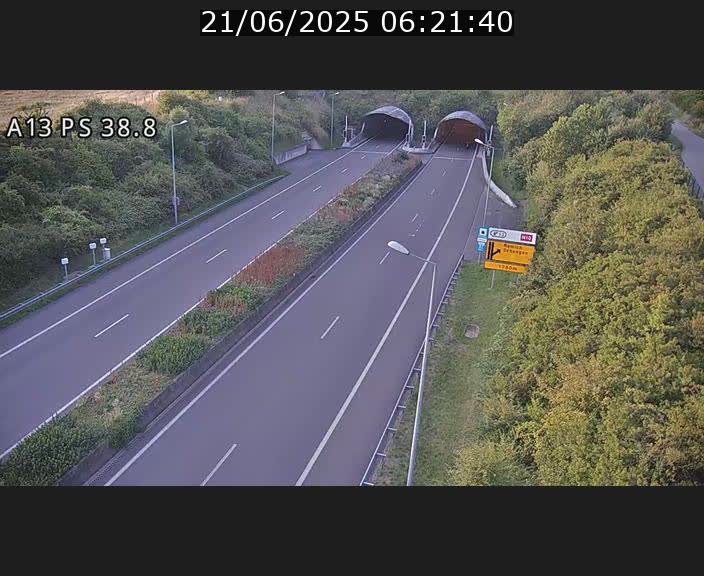 <h2>Webcam autoroute A13 à l'entrée ouest du tunnel Markusbierg à Schengen. Vue orientée vers Mondorf-les-Bains</h2>