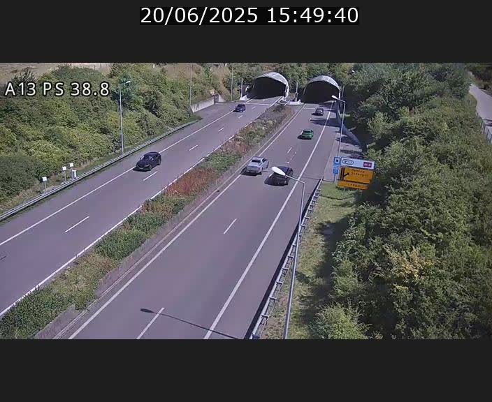 <h2>Webcam autoroute A13 à l'entrée ouest du tunnel Markusbierg à Schengen. Vue orientée vers Mondorf-les-Bains</h2>