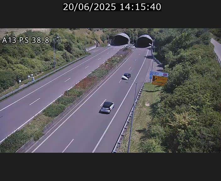 <h2>Webcam autoroute A13 à l'entrée ouest du tunnel Markusbierg à Schengen. Vue orientée vers Mondorf-les-Bains</h2>