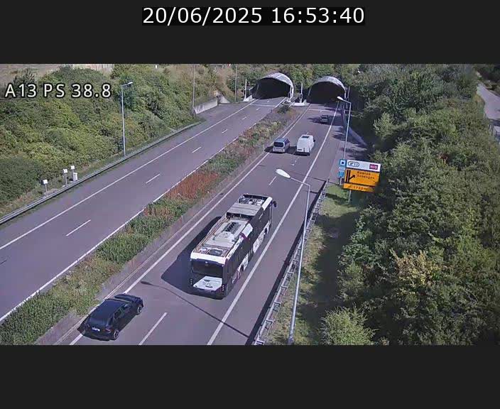 <h2>Webcam autoroute A13 à l'entrée ouest du tunnel Markusbierg à Schengen. Vue orientée vers Mondorf-les-Bains</h2>