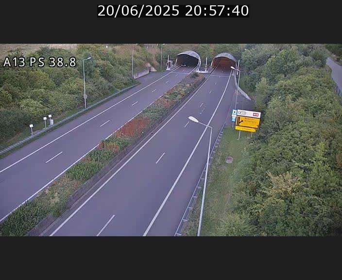 <h2>Webcam autoroute A13 à l'entrée ouest du tunnel Markusbierg à Schengen. Vue orientée vers Mondorf-les-Bains</h2>