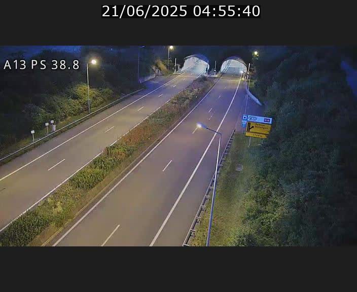 <h2>Webcam autoroute A13 à l'entrée ouest du tunnel Markusbierg à Schengen. Vue orientée vers Mondorf-les-Bains</h2>