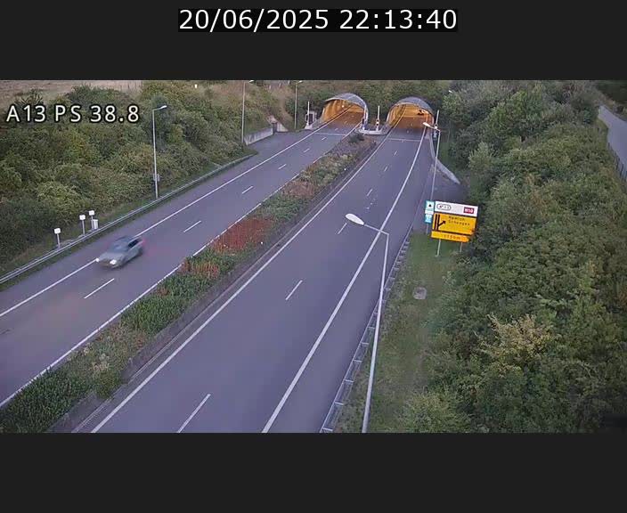 <h2>Webcam autoroute A13 à l'entrée ouest du tunnel Markusbierg à Schengen. Vue orientée vers Mondorf-les-Bains</h2>
