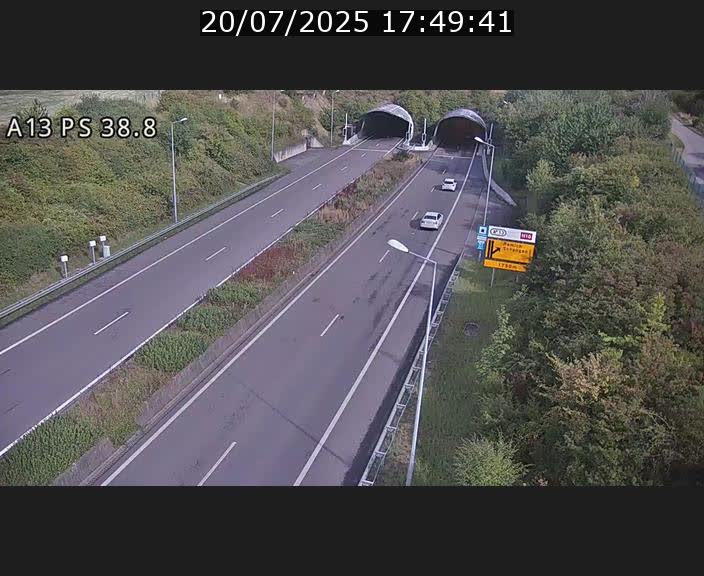 <h2>Webcam autoroute A13 à l'entrée ouest du tunnel Markusbierg à Schengen. Vue orientée vers Mondorf-les-Bains</h2>