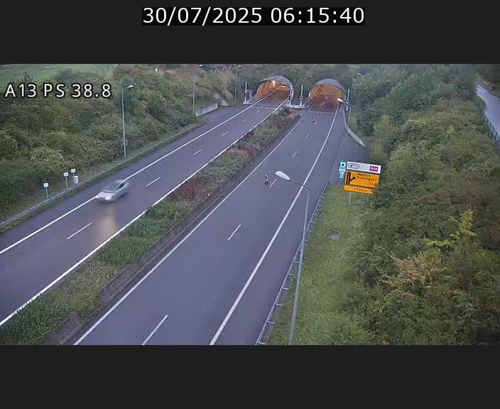 <h2>Webcam autoroute A13 à l'entrée ouest du tunnel Markusbierg à Schengen. Vue orientée vers Mondorf-les-Bains</h2>