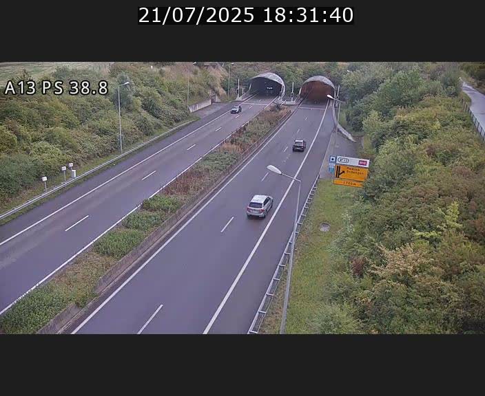 <h2>Webcam autoroute A13 à l'entrée ouest du tunnel Markusbierg à Schengen. Vue orientée vers Mondorf-les-Bains</h2>