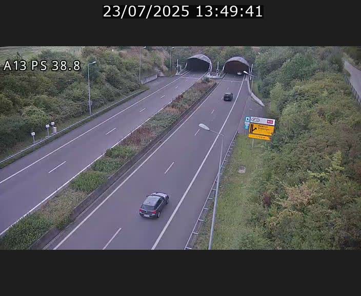 <h2>Webcam autoroute A13 à l'entrée ouest du tunnel Markusbierg à Schengen. Vue orientée vers Mondorf-les-Bains</h2>