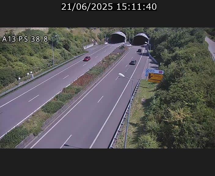 <h2>Webcam autoroute A13 à l'entrée ouest du tunnel Markusbierg à Schengen. Vue orientée vers Mondorf-les-Bains</h2>
