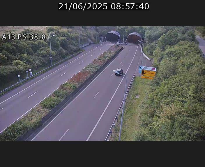 <h2>Webcam autoroute A13 à l'entrée ouest du tunnel Markusbierg à Schengen. Vue orientée vers Mondorf-les-Bains</h2>