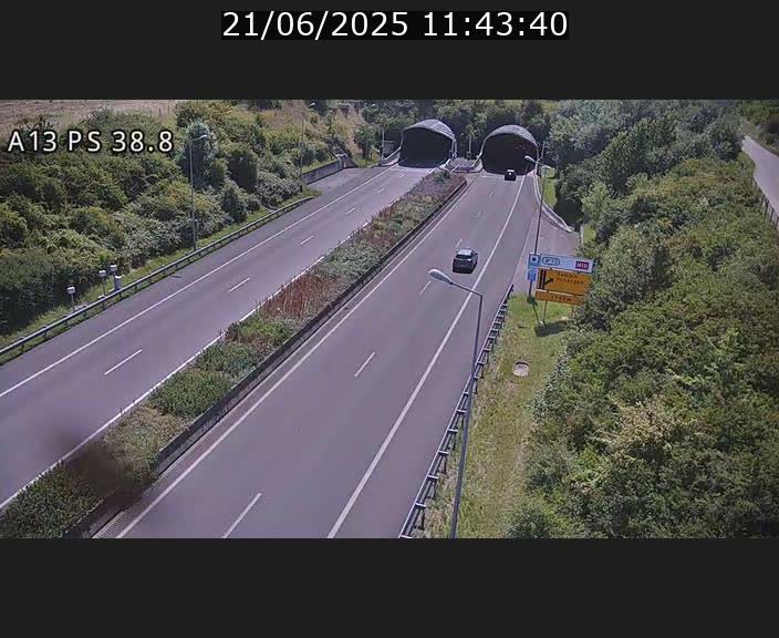 <h2>Webcam autoroute A13 à l'entrée ouest du tunnel Markusbierg à Schengen. Vue orientée vers Mondorf-les-Bains</h2>