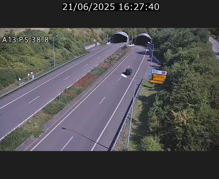 <h2>Webcam autoroute A13 à l'entrée ouest du tunnel Markusbierg à Schengen. Vue orientée vers Mondorf-les-Bains</h2>