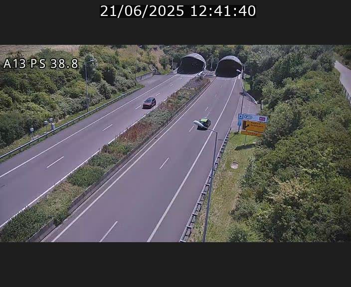 <h2>Webcam autoroute A13 à l'entrée ouest du tunnel Markusbierg à Schengen. Vue orientée vers Mondorf-les-Bains</h2>