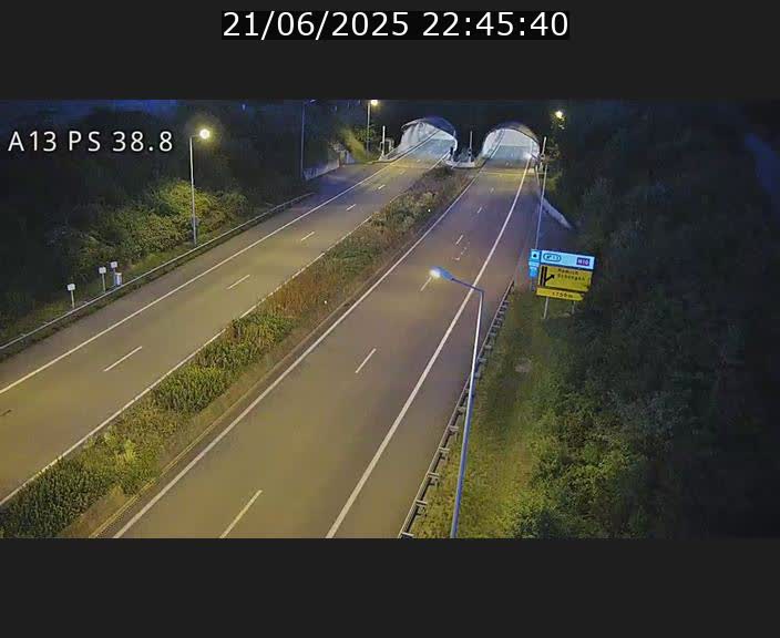 <h2>Webcam autoroute A13 à l'entrée ouest du tunnel Markusbierg à Schengen. Vue orientée vers Mondorf-les-Bains</h2>