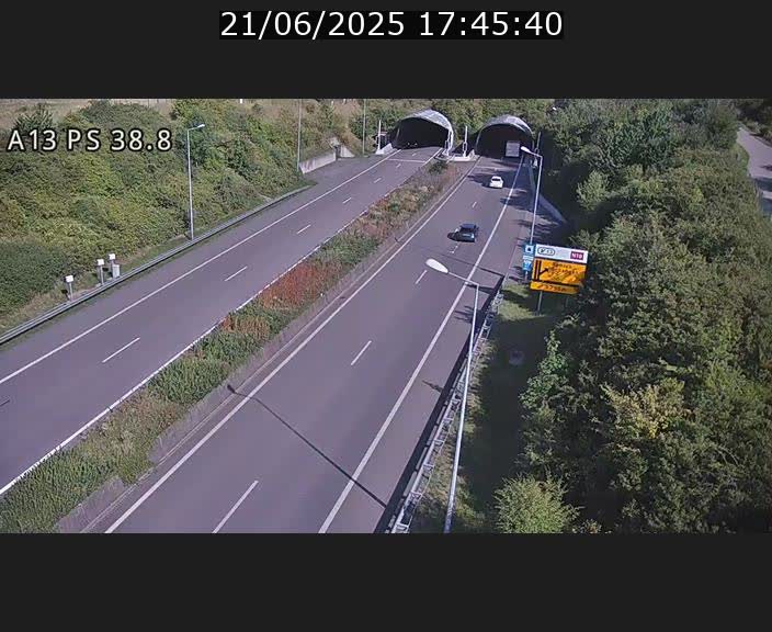 <h2>Webcam autoroute A13 à l'entrée ouest du tunnel Markusbierg à Schengen. Vue orientée vers Mondorf-les-Bains</h2>