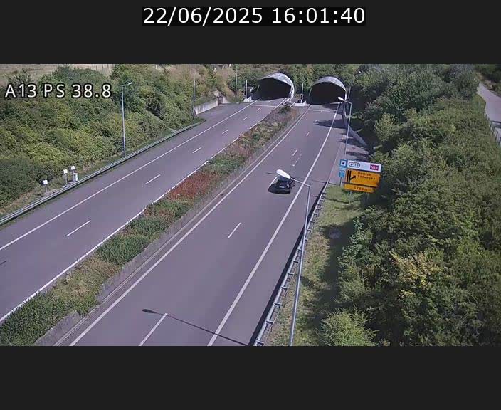 <h2>Webcam autoroute A13 à l'entrée ouest du tunnel Markusbierg à Schengen. Vue orientée vers Mondorf-les-Bains</h2>