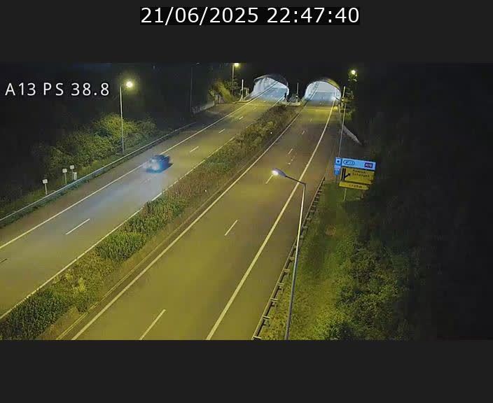 <h2>Webcam autoroute A13 à l'entrée ouest du tunnel Markusbierg à Schengen. Vue orientée vers Mondorf-les-Bains</h2>