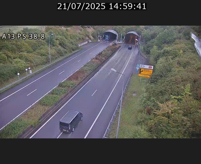 <h2>Webcam autoroute A13 à l'entrée ouest du tunnel Markusbierg à Schengen. Vue orientée vers Mondorf-les-Bains</h2>