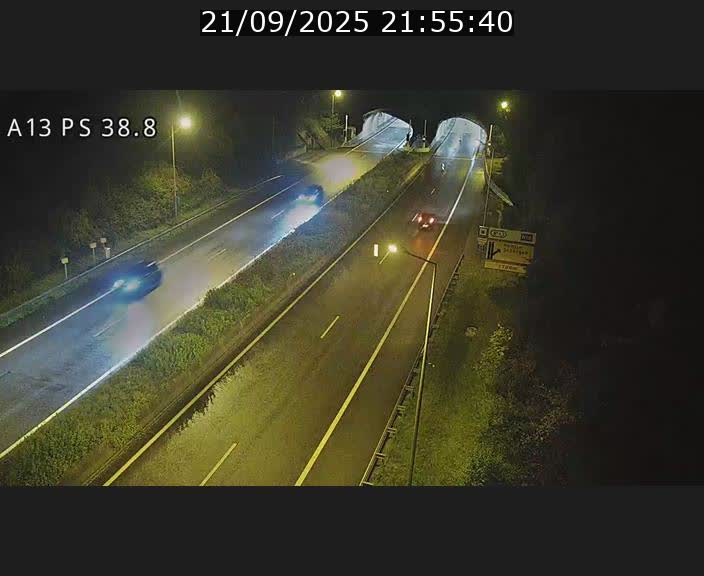 <h2>Webcam autoroute A13 à l'entrée ouest du tunnel Markusbierg à Schengen. Vue orientée vers Mondorf-les-Bains</h2>