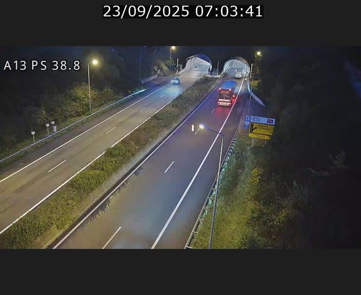 <h2>Webcam autoroute A13 à l'entrée ouest du tunnel Markusbierg à Schengen. Vue orientée vers Mondorf-les-Bains</h2>