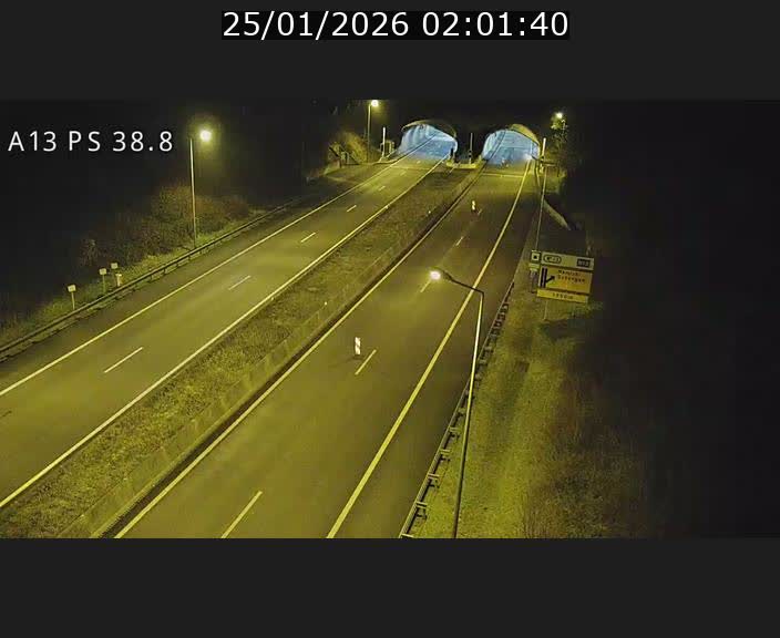 <h2>Webcam autoroute A13 à l'entrée ouest du tunnel Markusbierg à Schengen. Vue orientée vers Mondorf-les-Bains</h2>