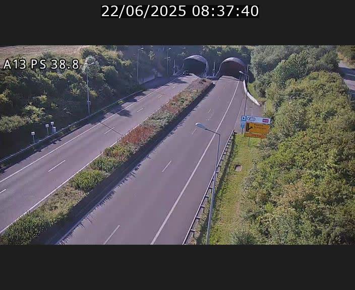 <h2>Webcam autoroute A13 à l'entrée ouest du tunnel Markusbierg à Schengen. Vue orientée vers Mondorf-les-Bains</h2>