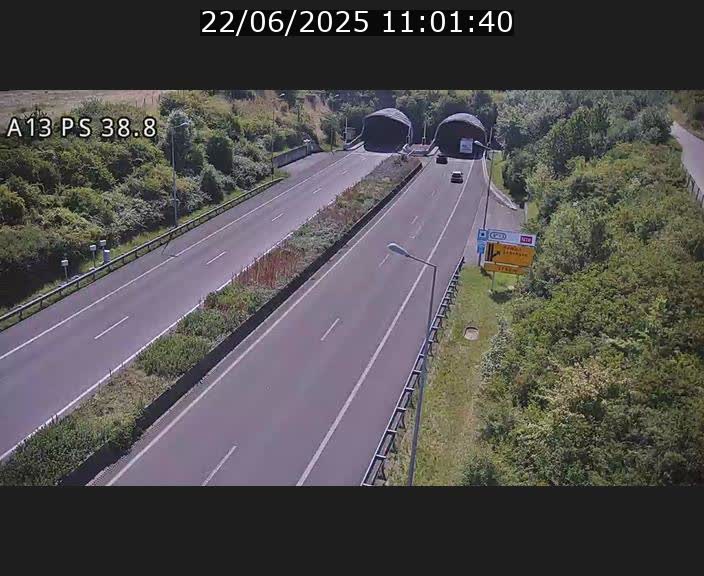 <h2>Webcam autoroute A13 à l'entrée ouest du tunnel Markusbierg à Schengen. Vue orientée vers Mondorf-les-Bains</h2>