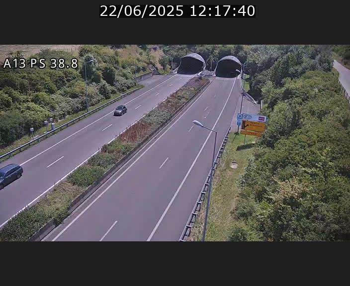 <h2>Webcam autoroute A13 à l'entrée ouest du tunnel Markusbierg à Schengen. Vue orientée vers Mondorf-les-Bains</h2>