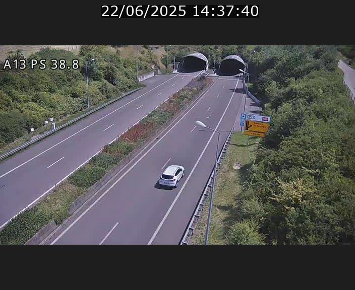 <h2>Webcam autoroute A13 à l'entrée ouest du tunnel Markusbierg à Schengen. Vue orientée vers Mondorf-les-Bains</h2>