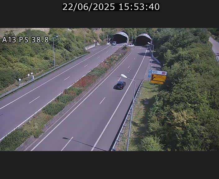 <h2>Webcam autoroute A13 à l'entrée ouest du tunnel Markusbierg à Schengen. Vue orientée vers Mondorf-les-Bains</h2>