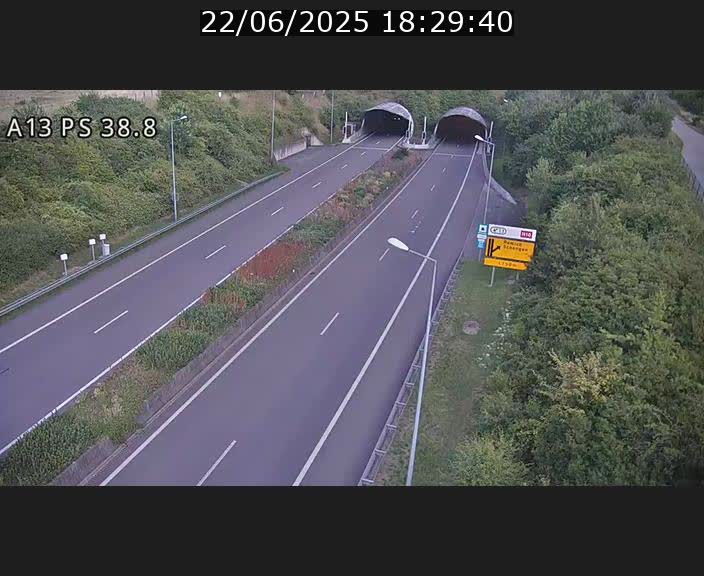 <h2>Webcam autoroute A13 à l'entrée ouest du tunnel Markusbierg à Schengen. Vue orientée vers Mondorf-les-Bains</h2>