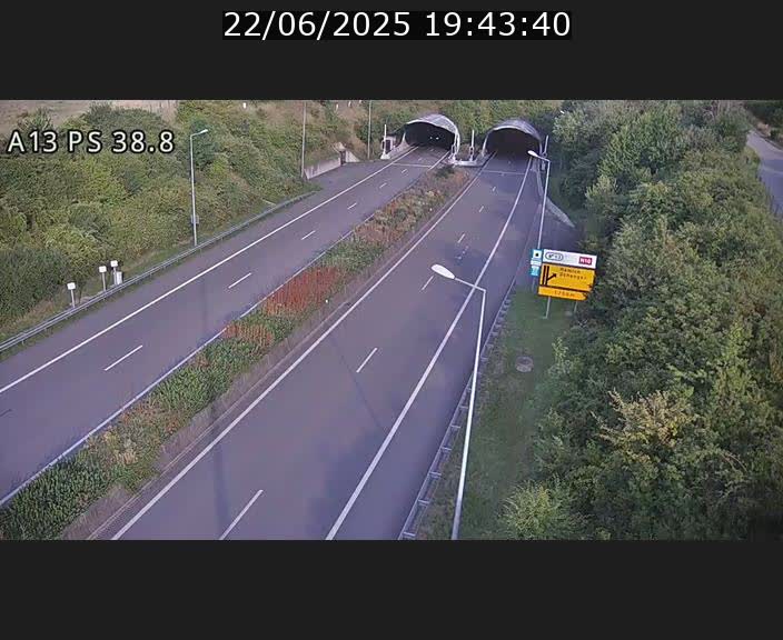 <h2>Webcam autoroute A13 à l'entrée ouest du tunnel Markusbierg à Schengen. Vue orientée vers Mondorf-les-Bains</h2>
