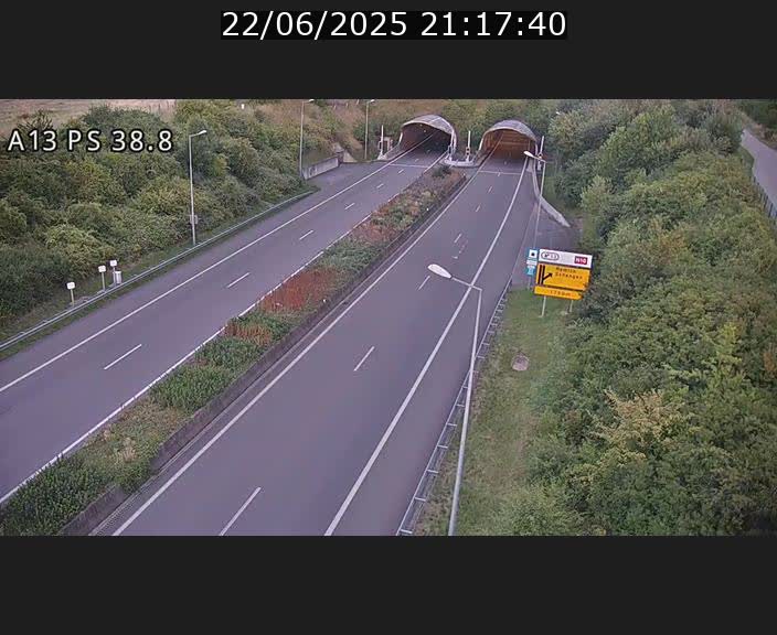 <h2>Webcam autoroute A13 à l'entrée ouest du tunnel Markusbierg à Schengen. Vue orientée vers Mondorf-les-Bains</h2>