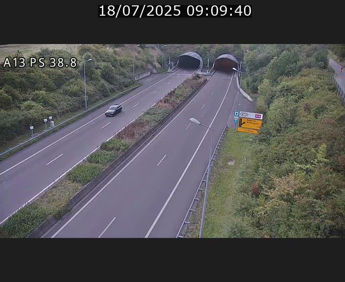 <h2>Webcam autoroute A13 à l'entrée ouest du tunnel Markusbierg à Schengen. Vue orientée vers Mondorf-les-Bains</h2>