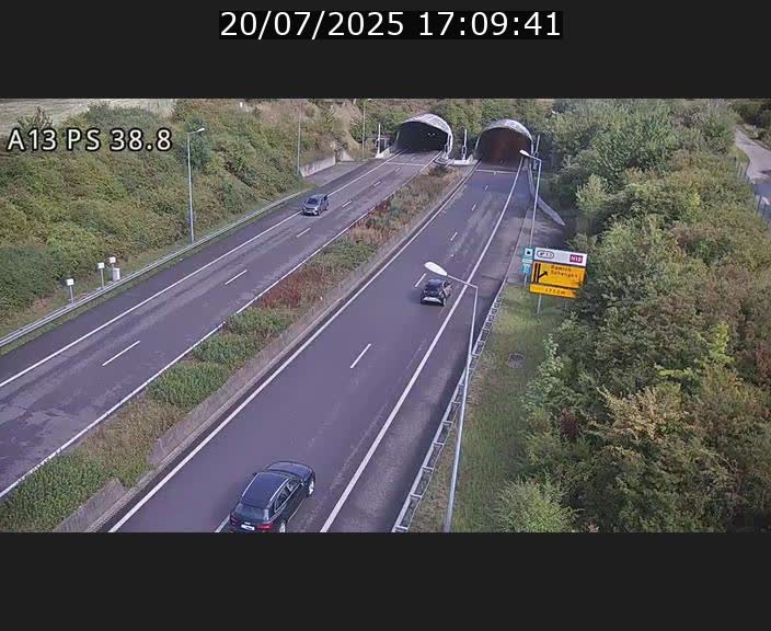 <h2>Webcam autoroute A13 à l'entrée ouest du tunnel Markusbierg à Schengen. Vue orientée vers Mondorf-les-Bains</h2>