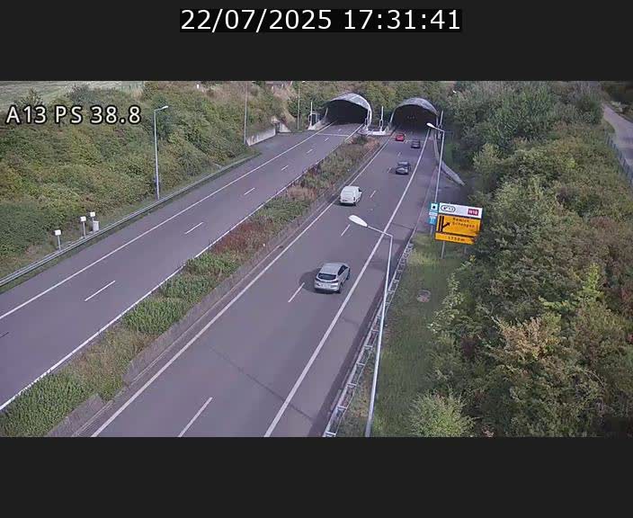 <h2>Webcam autoroute A13 à l'entrée ouest du tunnel Markusbierg à Schengen. Vue orientée vers Mondorf-les-Bains</h2>