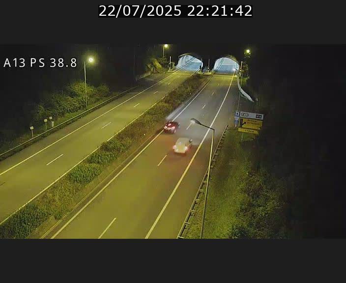 <h2>Webcam autoroute A13 à l'entrée ouest du tunnel Markusbierg à Schengen. Vue orientée vers Mondorf-les-Bains</h2>