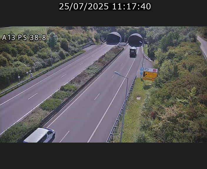 <h2>Webcam autoroute A13 à l'entrée ouest du tunnel Markusbierg à Schengen. Vue orientée vers Mondorf-les-Bains</h2>