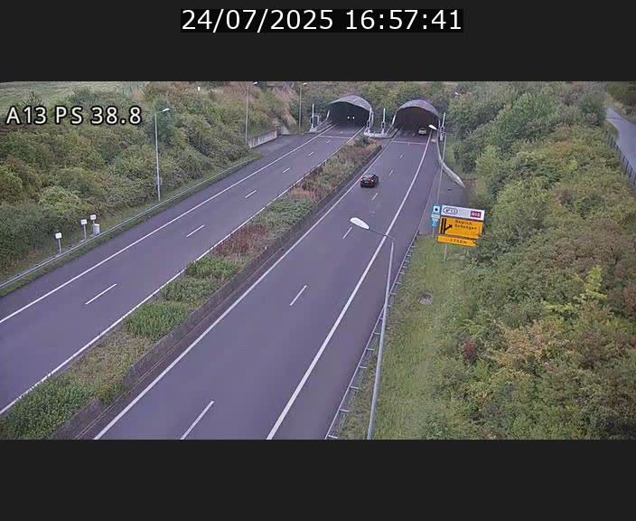 <h2>Webcam autoroute A13 à l'entrée ouest du tunnel Markusbierg à Schengen. Vue orientée vers Mondorf-les-Bains</h2>