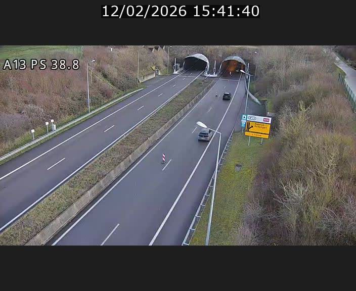 <h2>Webcam autoroute A13 à l'entrée ouest du tunnel Markusbierg à Schengen. Vue orientée vers Mondorf-les-Bains</h2>