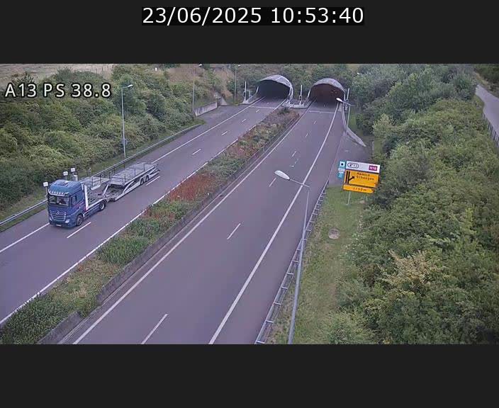 <h2>Webcam autoroute A13 à l'entrée ouest du tunnel Markusbierg à Schengen. Vue orientée vers Mondorf-les-Bains</h2>
