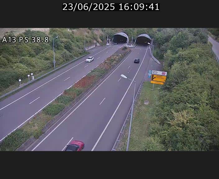 <h2>Webcam autoroute A13 à l'entrée ouest du tunnel Markusbierg à Schengen. Vue orientée vers Mondorf-les-Bains</h2>