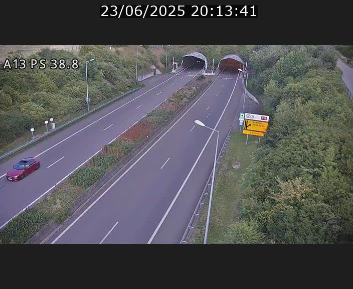 <h2>Webcam autoroute A13 à l'entrée ouest du tunnel Markusbierg à Schengen. Vue orientée vers Mondorf-les-Bains</h2>
