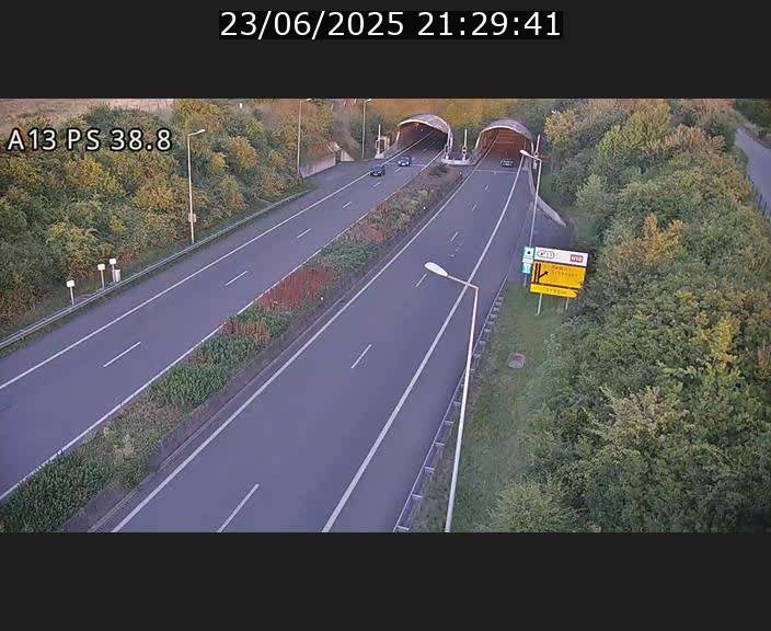 <h2>Webcam autoroute A13 à l'entrée ouest du tunnel Markusbierg à Schengen. Vue orientée vers Mondorf-les-Bains</h2>