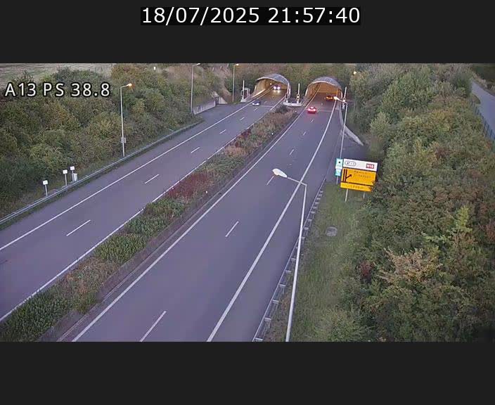 <h2>Webcam autoroute A13 à l'entrée ouest du tunnel Markusbierg à Schengen. Vue orientée vers Mondorf-les-Bains</h2>