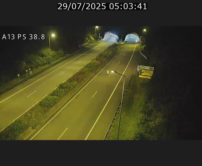 <h2>Webcam autoroute A13 à l'entrée ouest du tunnel Markusbierg à Schengen. Vue orientée vers Mondorf-les-Bains</h2>
