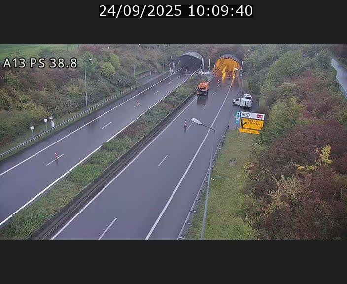 <h2>Webcam autoroute A13 à l'entrée ouest du tunnel Markusbierg à Schengen. Vue orientée vers Mondorf-les-Bains</h2>
