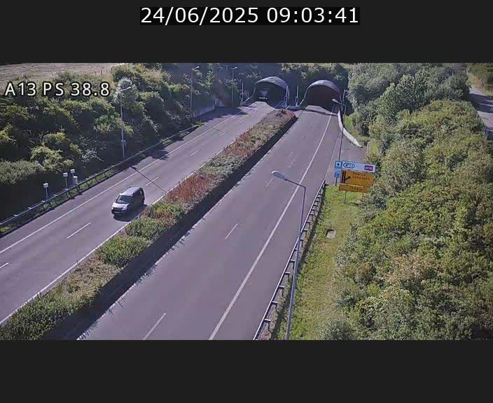 <h2>Webcam autoroute A13 à l'entrée ouest du tunnel Markusbierg à Schengen. Vue orientée vers Mondorf-les-Bains</h2>